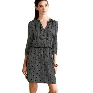 Maeve by Anthropologie Dress Galen Black White Print Pockets 3/4 Sleeves Medium
